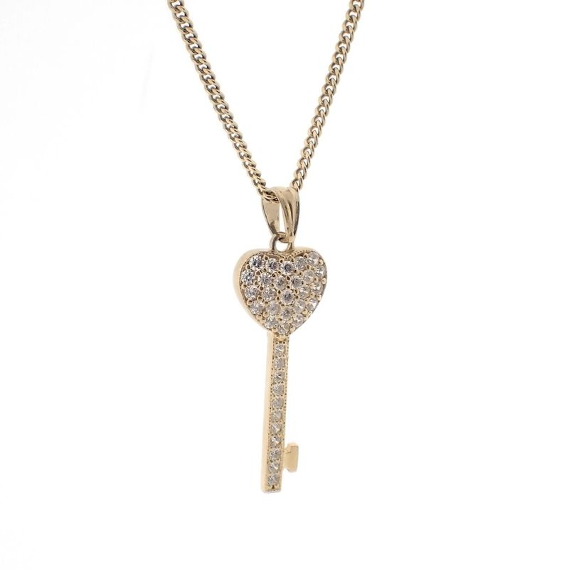 Image 5 of Gold pendant of a key heart with zirconia