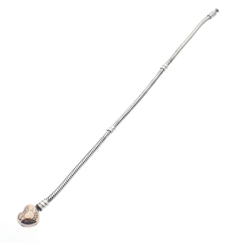 Image 3 of Pandora Moments bracelet; Silver with rose gold-plated clasp; Heart and snake chain | 19.5 cm