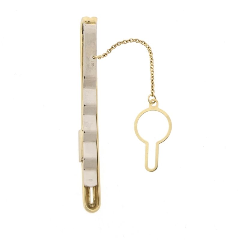 Image 5 of Two-tone tie slide with chain and diamond | 0.10 ct.