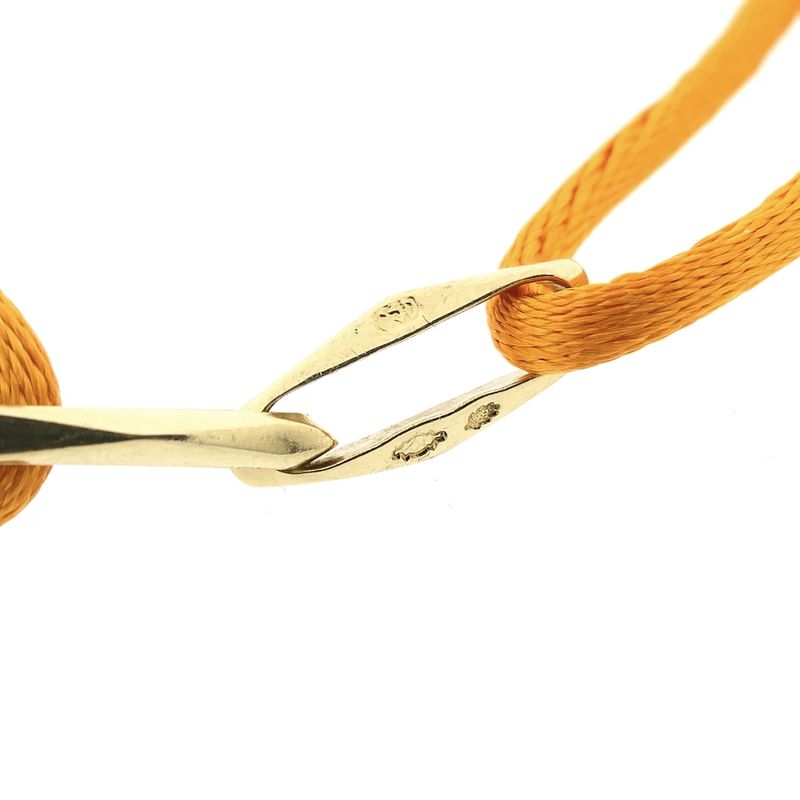 Image 4 of Forever Knots® Handmade Orange Satin Bracelet with Gold Link