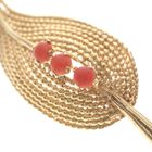 Image 4 of Vintage gold feather brooch with red coral | 18 carats
