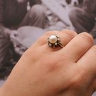 Image 4 of Gold ring with pearl and diamonds 0.21 ct.