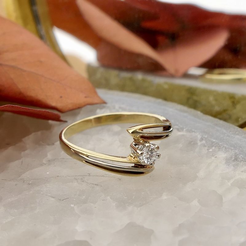 Image 2 of Two-tone gold solitaire ring with diamond | 0.15 ct.