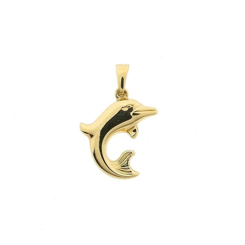 Afbeelding 1 van Gouden hanger van een dolfijn
