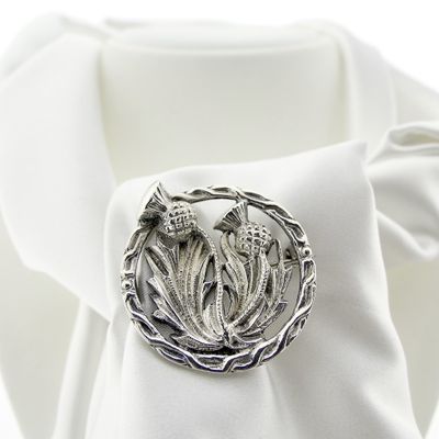 Image 2 of Silver brooch of thistles