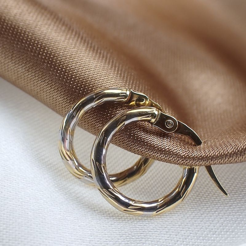 Image 2 of 18K Two-tone gold earrings | Ø 14 mm