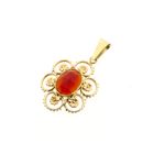 Image 7 of Vintage Floral Gold Pendant with Carnelian
