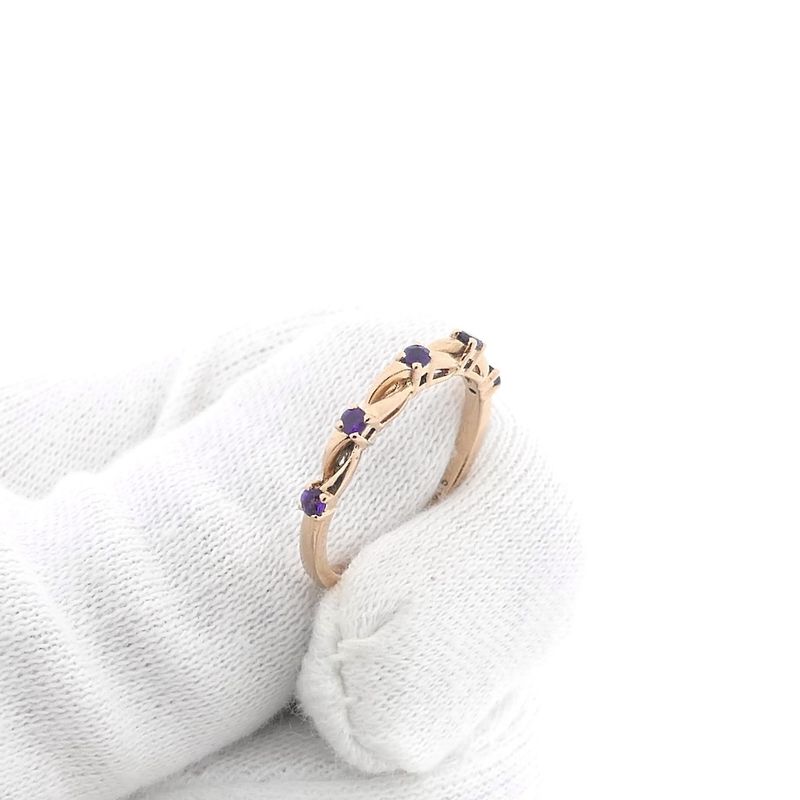 Image 9 of Rose gold braided ring with amethyst