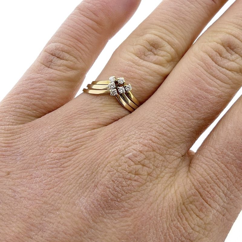 Image 6 of Tricolor gold ring with diamond | 0.12 ct.