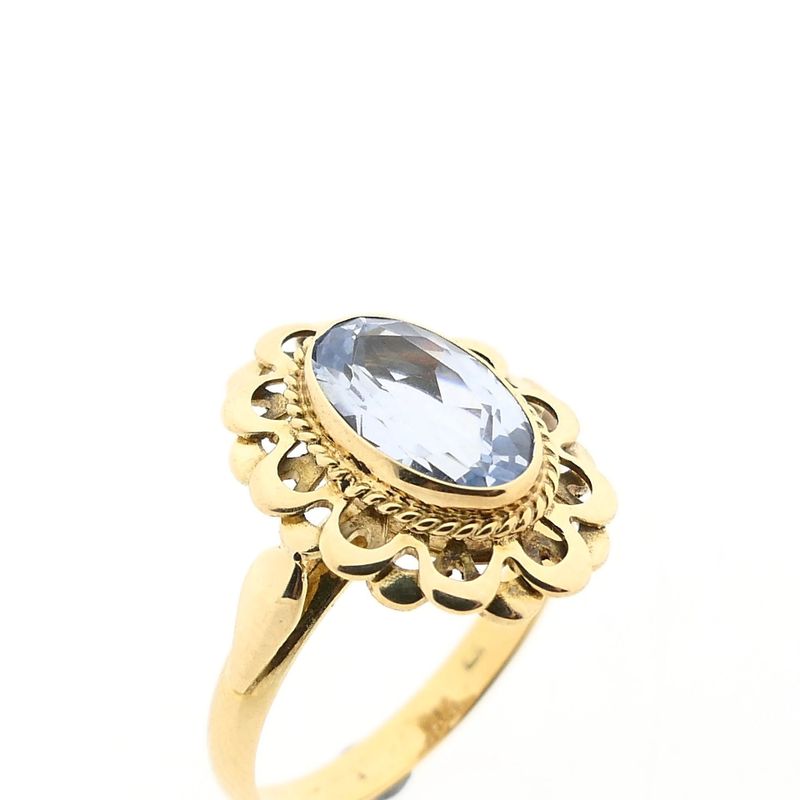Afbeelding 3 van Gouden ring met aquamarijn