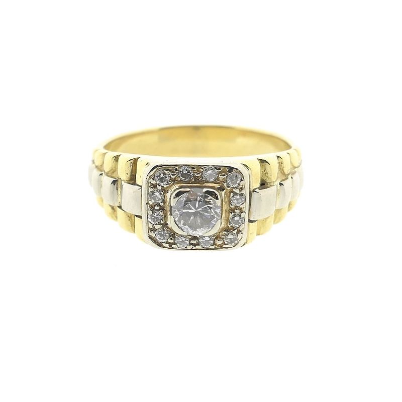 Image 3 of Two-tone gold Rolex president band ring with diamond | 0.45 ct.