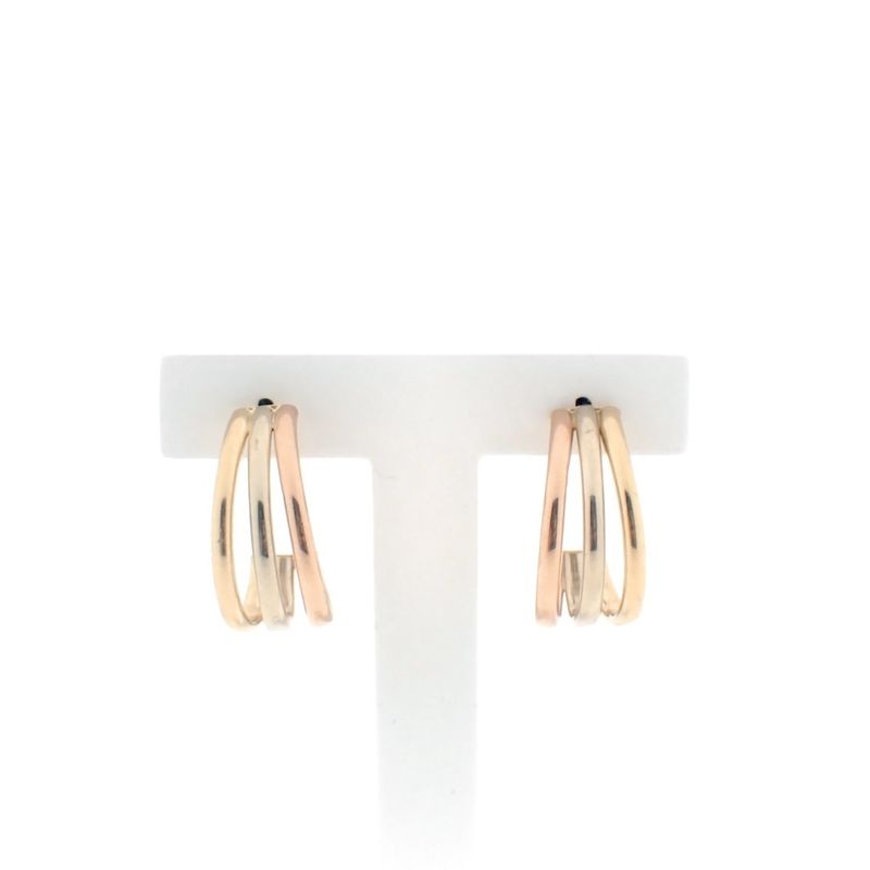 Image 1 of Tricolor gold stud earrings