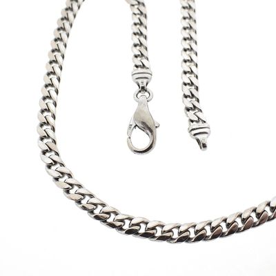 Image 1 of White gold gourmet link necklace | 47 cm
