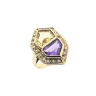 Image 1 of Vintage gold ring with citrine, amethyst and diamonds; 0.20 ct.
