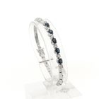 Image 1 of White gold cobra link bracelet with sapphire and diamond; 0.24 ct.