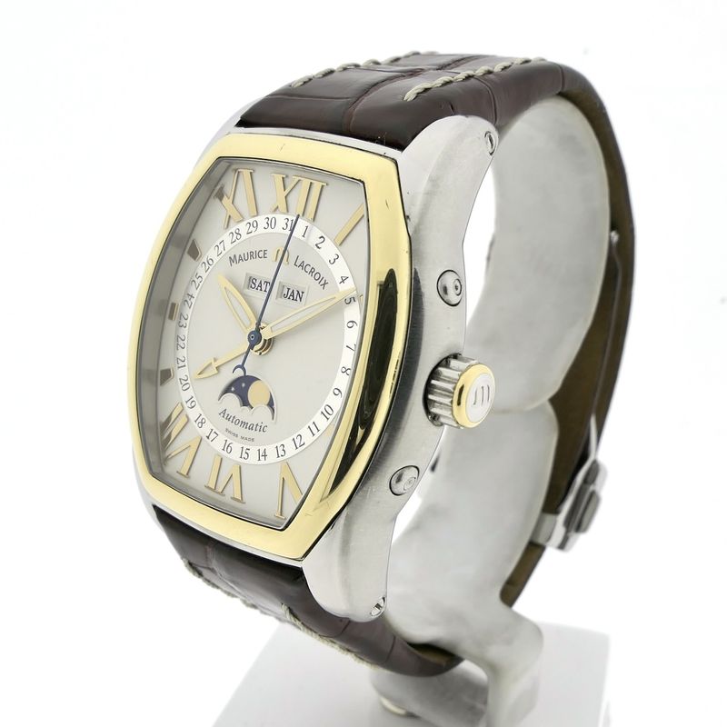 Image 2 of Maurice Lacroix Masterpiece 'Phase de Lune' Tonneau MP6439; Automatic gold/steel men's watch