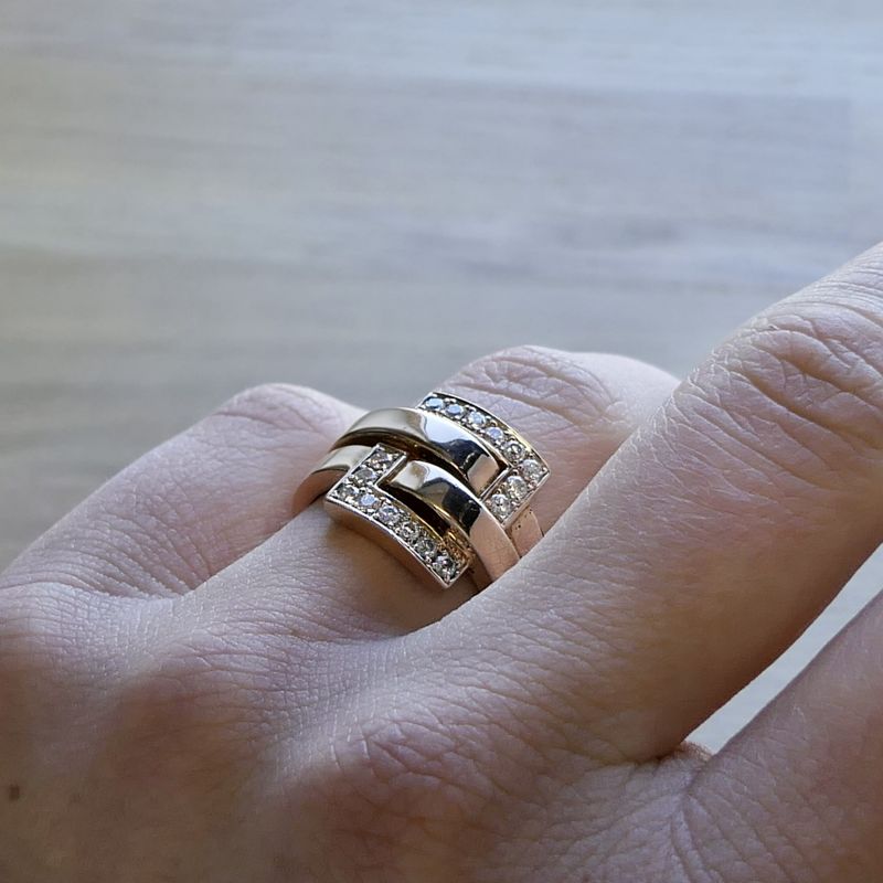 Image 5 of Rose gold ring with diamond buckle; 0.40 ct.