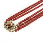 Image 7 of Blood coral bead necklace with gold clasp; Antique | 39 cm