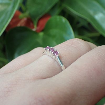 Image 2 of Silver ladies ring with pink zirconia