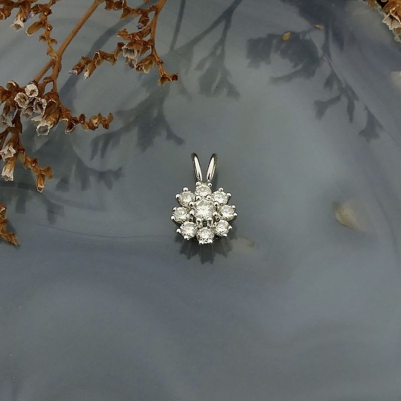 Image 2 of White gold minimalist pendant with diamond | 0.34 ct.