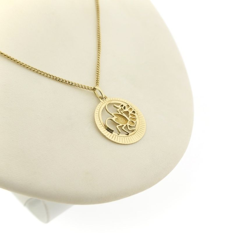 Image 4 of Gold zodiac sign pendant; Cancer