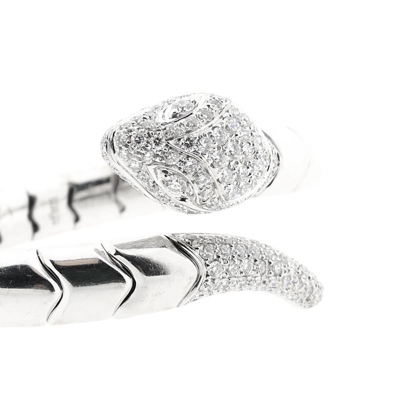 Image 6 of Leo Pizzo white gold 'Serpentine' cuff bracelet with diamonds; Size XS