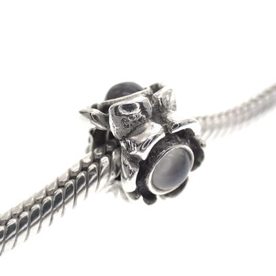 Image 2 of Pandora charm; Silver; Silver Flower Charm with moonstones