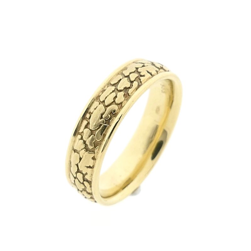 Image 1 of Men's Yellow Gold Nugget Pink Ring