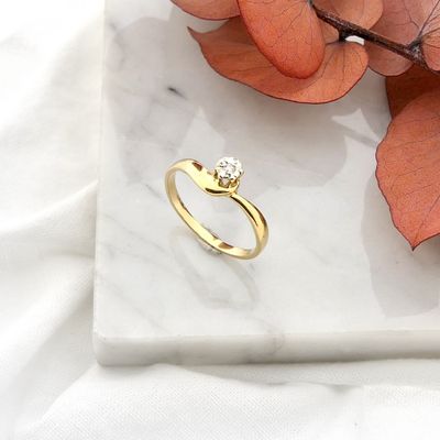 Image 2 of Gold solitaire ring with diamond | 0.02 ct.