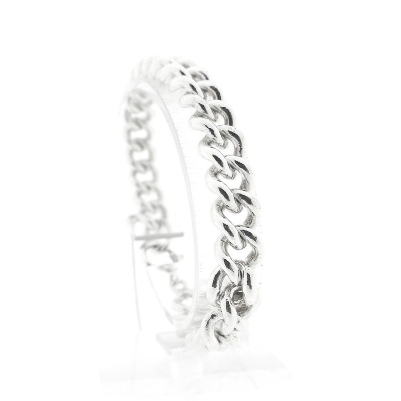 Image 1 of Solid silver gourmet link bracelet.