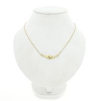 Gouden gourmetschakel ketting met vaste hanger en zirconia | 43 cm