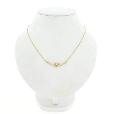 Afbeelding 1 van Gouden gourmetschakel ketting met vaste hanger en zirconia | 43 cm