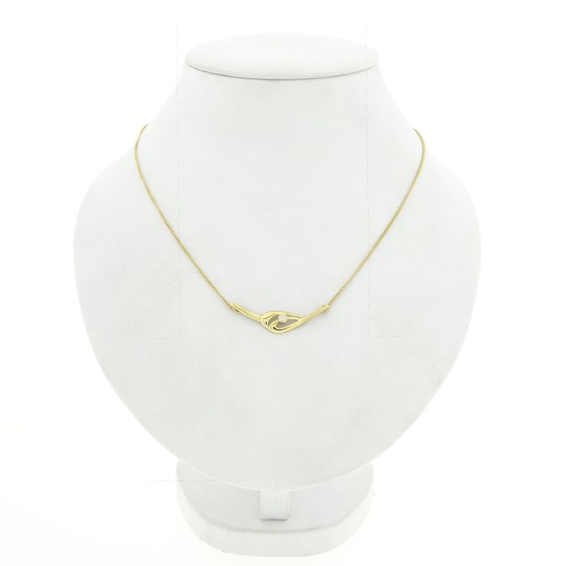 Afbeelding 1 van Gouden gourmetschakel ketting met vaste hanger en zirconia | 43 cm