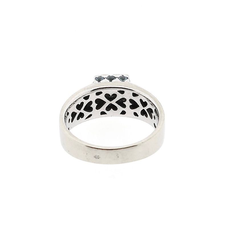 Image 4 of White gold ring with aquamarine and diamond; 0.04 ct.; 14 karat; size 17.5