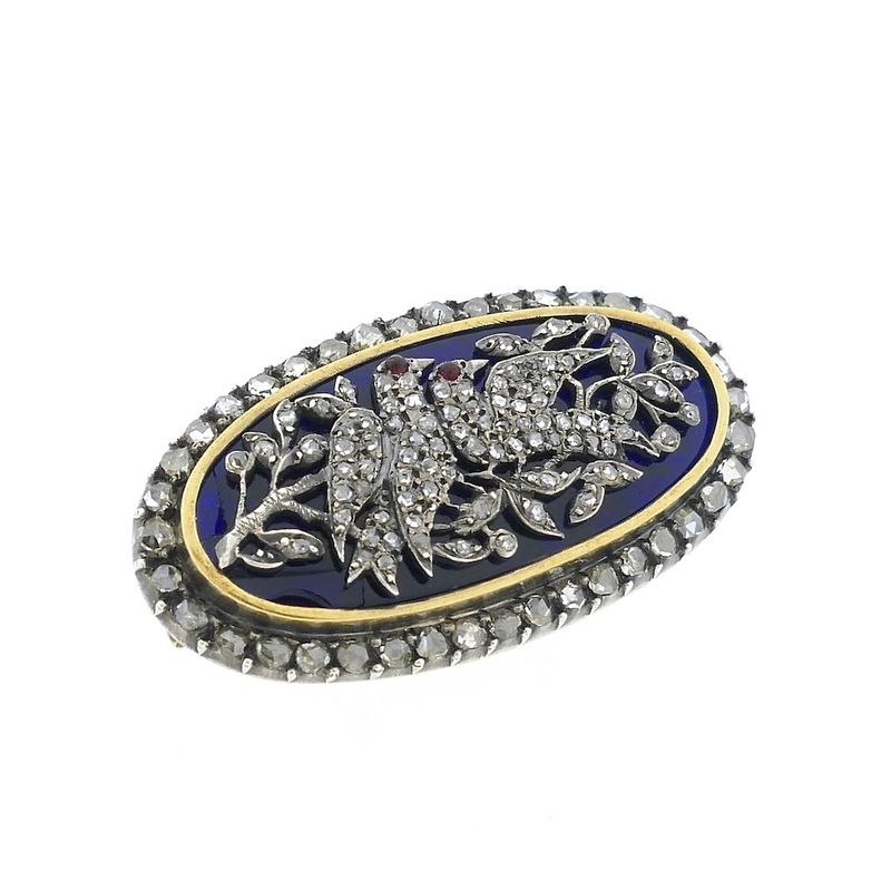 Image 7 of Antique gold brooch with diamonds and ruby approx. 0.81 ct.