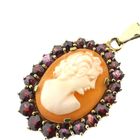 Image 3 of 8K Pendant with cameo and garnet | Antique