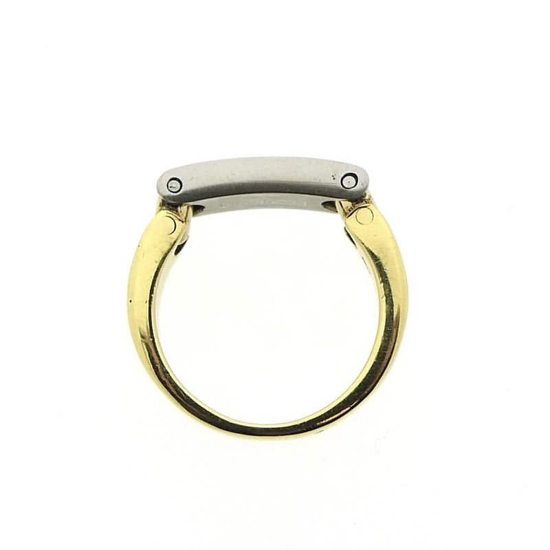 Image 4 of Pequignet two-tone gold ring with steel and diamond; 0.06 ct.