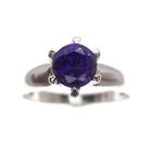 Image 2 of Silver solitaire ring with purple zirconia