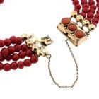 Image 6 of Antique Blood Coral Bead Bracelet with Gold Clasp