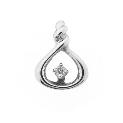 Image 1 of White gold minimalist pendant with diamond; 0.015 ct.