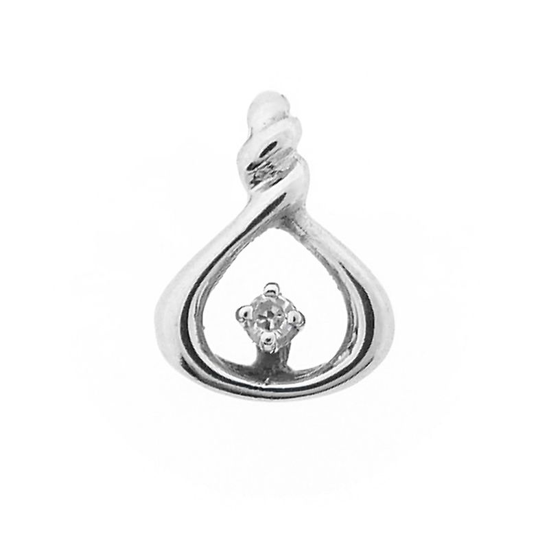 Image 1 of White gold minimalist pendant with diamond; 0.015 ct.