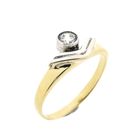 Image 1 of Bicolor Gold Solitaire Ring with Zirconia