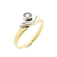 Bicolor Gold Solitaire Ring with Zirconia
