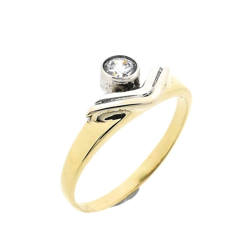Image 1 of Bicolor Gold Solitaire Ring with Zirconia