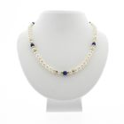 Image 1 of Pearl necklace with lapis lazuli and gold clasp | 43 cm