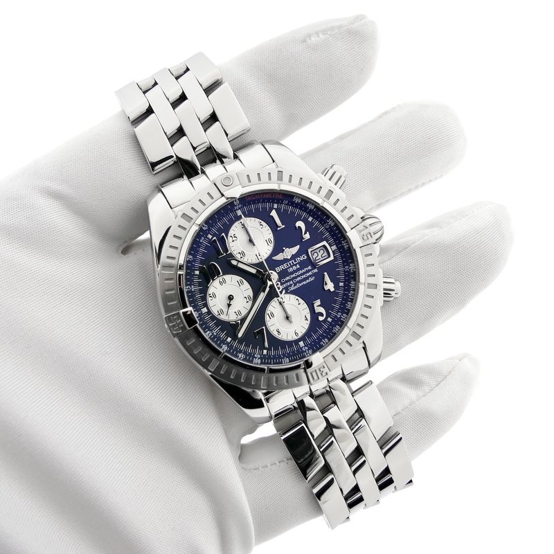 Image 17 of Breitling Chronomat Evolution 'Blue' A13356; Chronograph men's watch