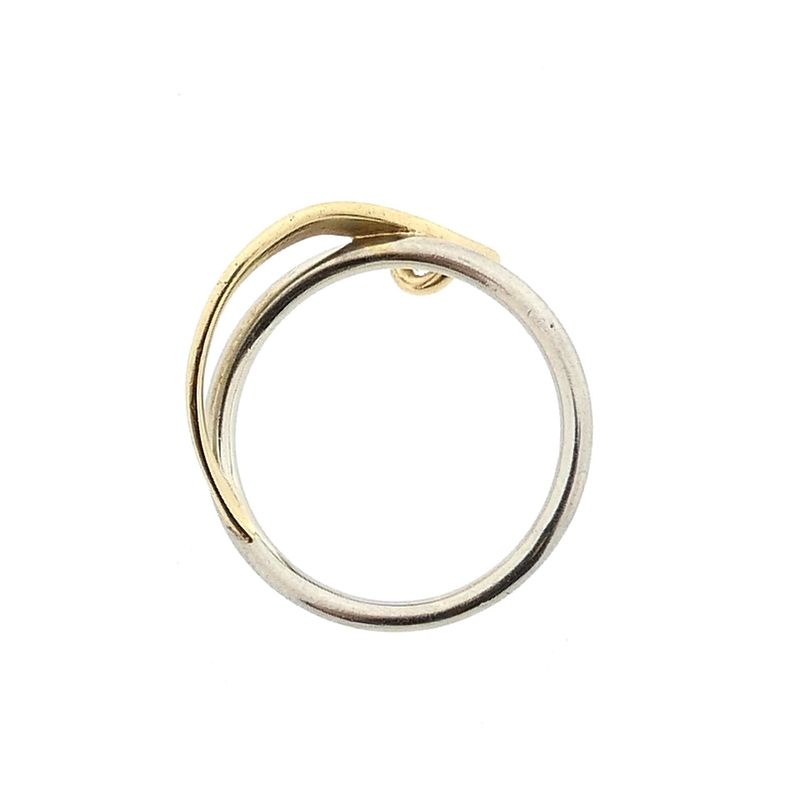 Image 5 of Bicolor Gold Ring with 0.06 ct Diamond; 14K; Size 17.5