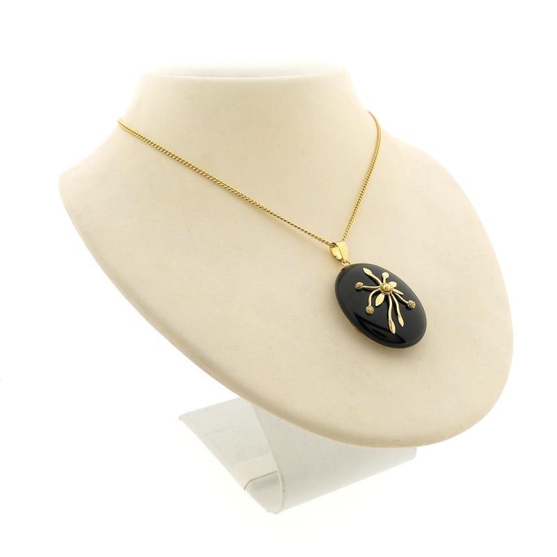 Image 5 of Vintage gold locket pendant with onyx