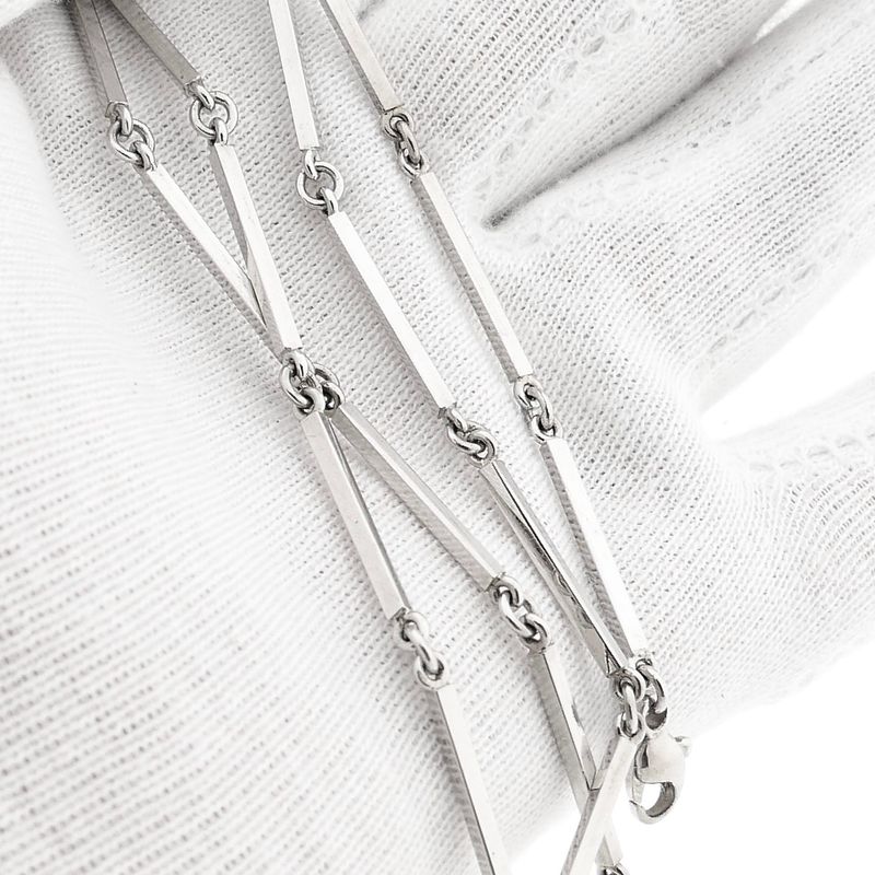 Afbeelding 8 van Witgouden staafjes schakelketting | 46 cm