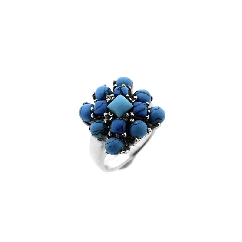 Image 1 of Silver ring with turquoise.